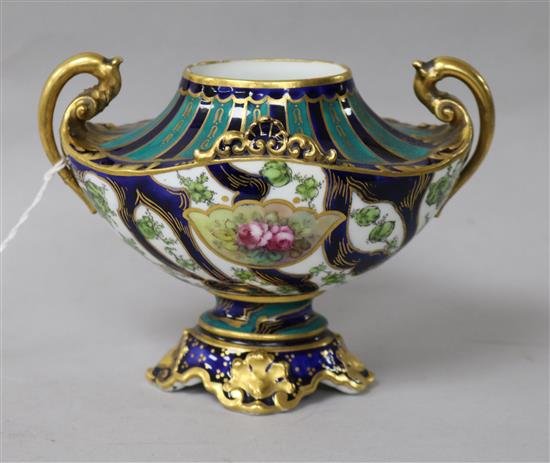 A Royal Crown Derby two handled vase height 9cm